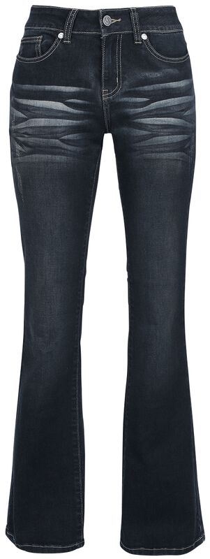Tmavomodré džínsy Grace s opraným efektom a zahnutými manžetami