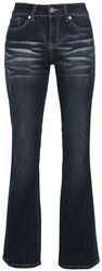 Tmavomodré džínsy Grace s opraným efektom a zahnutými manžetami, Black Premium by EMP, Rifle/džínsy