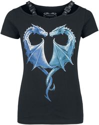 Čierne tričko Gothicana x Anne Stokes s veľkou potlačou draka na prednej strane, Gothicana by EMP, Tričko